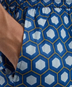 SMR Days Shorts^Blue Block Geometric Print Es Cubells Cotton Shorts