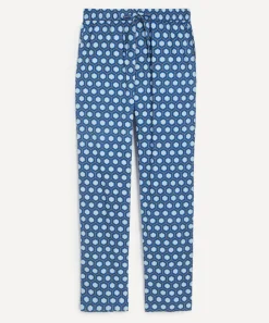 SMR Days Trousers^Blue Block Print Cotton Malibu Trousers
