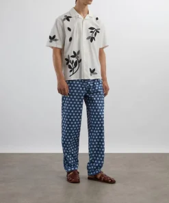 SMR Days Trousers^Blue Block Print Cotton Malibu Trousers