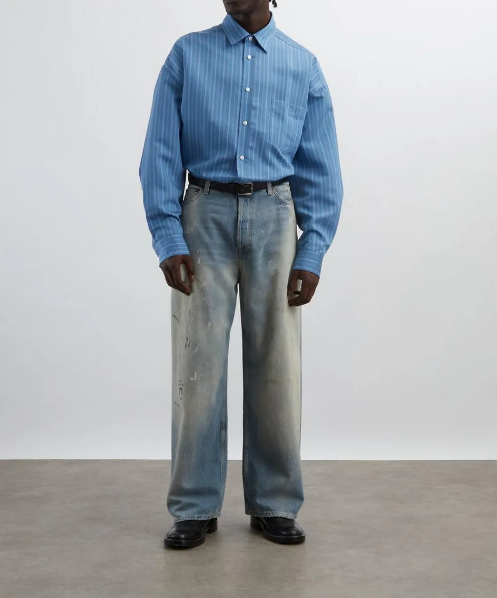 Acne Studios Shirts^Blue Button-Up Shirt