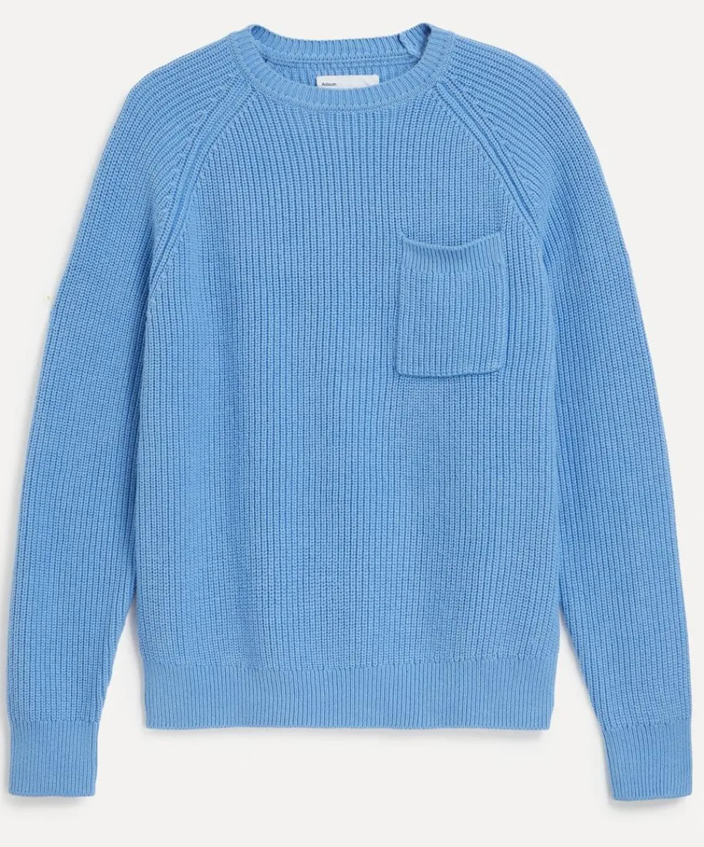 Adsum Knitwear & Sweats^Blue Pocket Crew-Neck Jumper