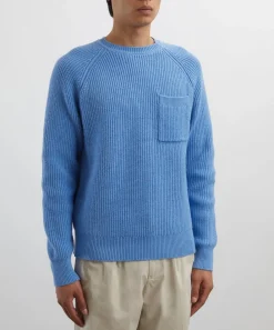 Adsum Knitwear & Sweats^Blue Pocket Crew-Neck Jumper