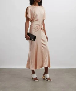 Victoria Beckham Dresses^Blush-Apricot Gathered Waist Midi Dress