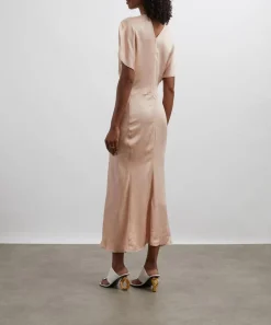 Victoria Beckham Dresses^Blush-Apricot Gathered Waist Midi Dress
