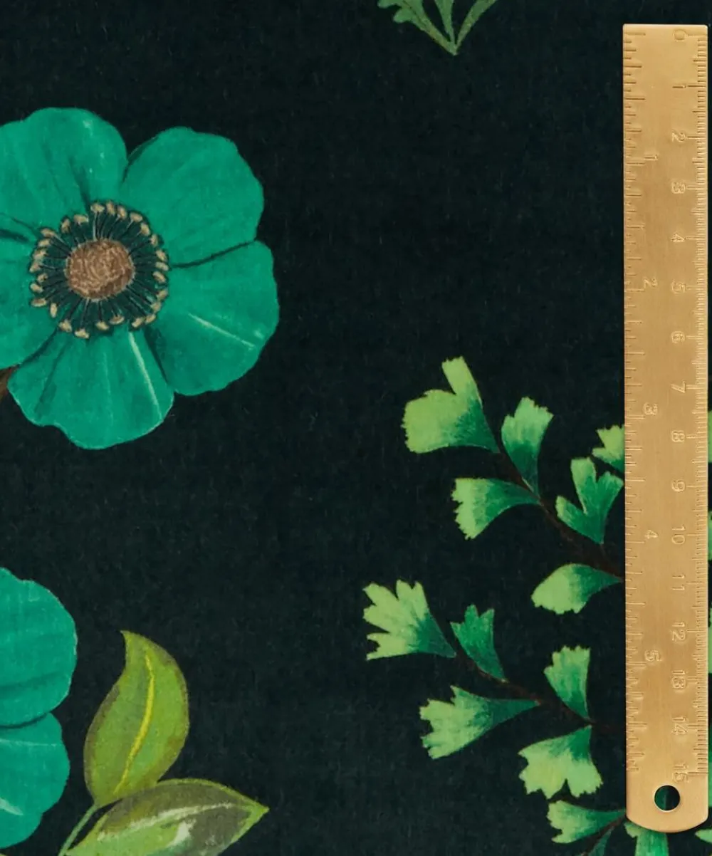 Liberty Interiors Furnishing Fabrics^Botanical Flora Wellington Velvet in Jade