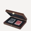 Manopoulos Stationery And Games^Brown Leather Knitted Wooden Card Case