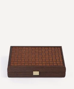 Manopoulos Stationery And Games^Brown Leather Knitted Wooden Card Case