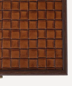 Manopoulos Stationery And Games^Brown Leather Knitted Wooden Card Case