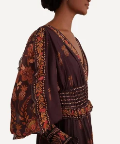 FARM Rio Dresses^Brown Paisley Bloom Long-Sleeve Maxi-Dress