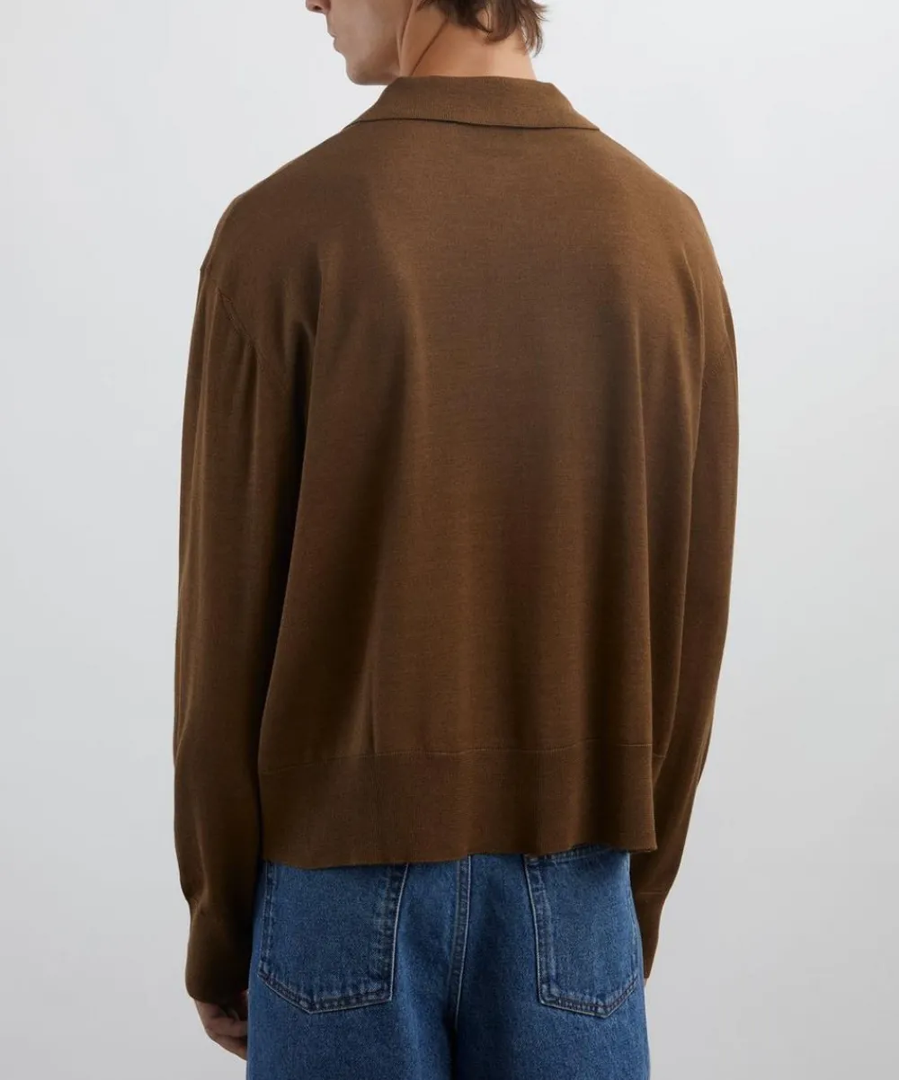 Ami Knitwear & Sweats^Brown Wool de Coeur Polo