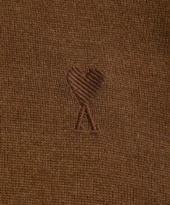 Ami Knitwear & Sweats^Brown Wool de Coeur Polo