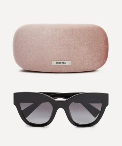 Miu Miu Sunglasses & Glasses^Butterfly Black Acetate Sunglasses