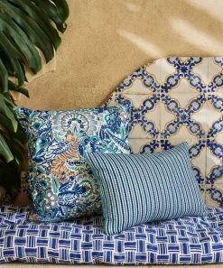 Liberty Interiors Furnishing Fabrics^Candy Stripe Harlow in Lapis – Outdoor