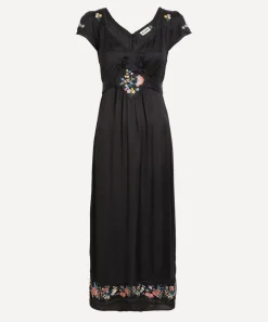 RIXO Dresses^Carey Orchard Embroidery Black Midi Dress