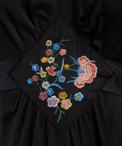 RIXO Dresses^Carey Orchard Embroidery Black Midi Dress