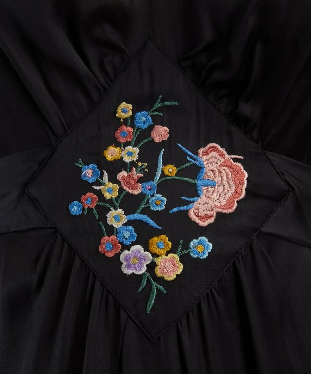 RIXO Dresses^Carey Orchard Embroidery Black Midi Dress