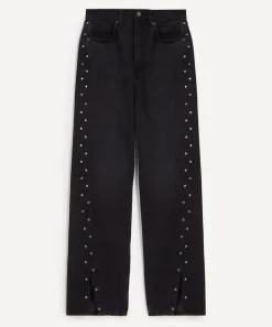 Reformation Jeans^Cary High-Rise Slouchy Wide-Leg Studded Jeans