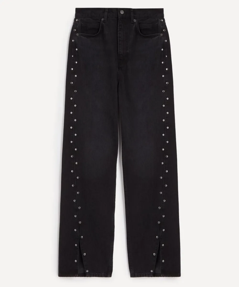 Reformation Jeans^Cary High-Rise Slouchy Wide-Leg Studded Jeans