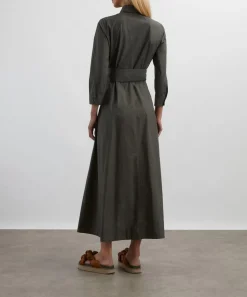 Mondo Corsini Dresses^Cervo Dark Khaki Cotton Poplin Shirt Dress