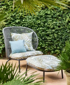 Liberty Interiors Furnishing Fabrics^Chile Palm Lovell Jacquard in Pewter – Outdoor