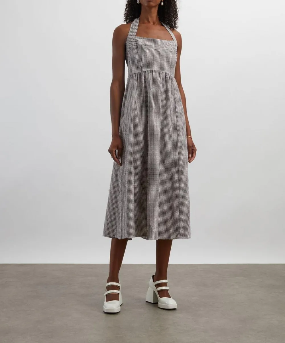 Hill House Home Dresses^Chocolate Gingham Fleur Midi Dress