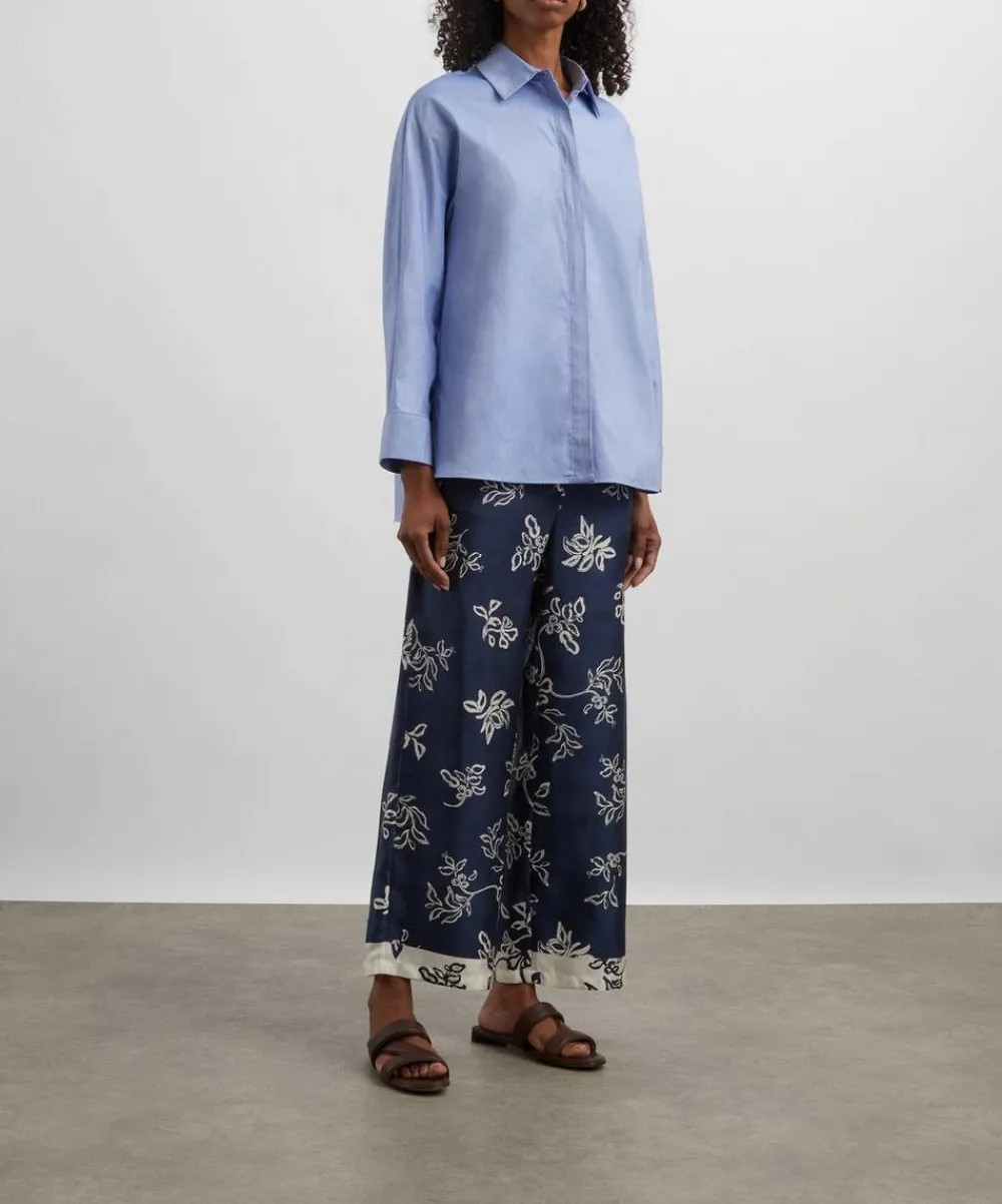 S Max Mara Trousers & Shorts^Cinzia Printed Silk Belted Trousers