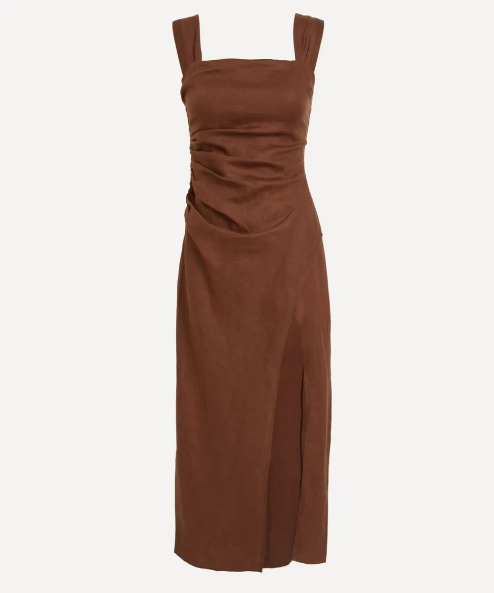 Reformation Dresses^Clement Chocolate Cake Linen Dress