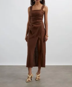 Reformation Dresses^Clement Chocolate Cake Linen Dress