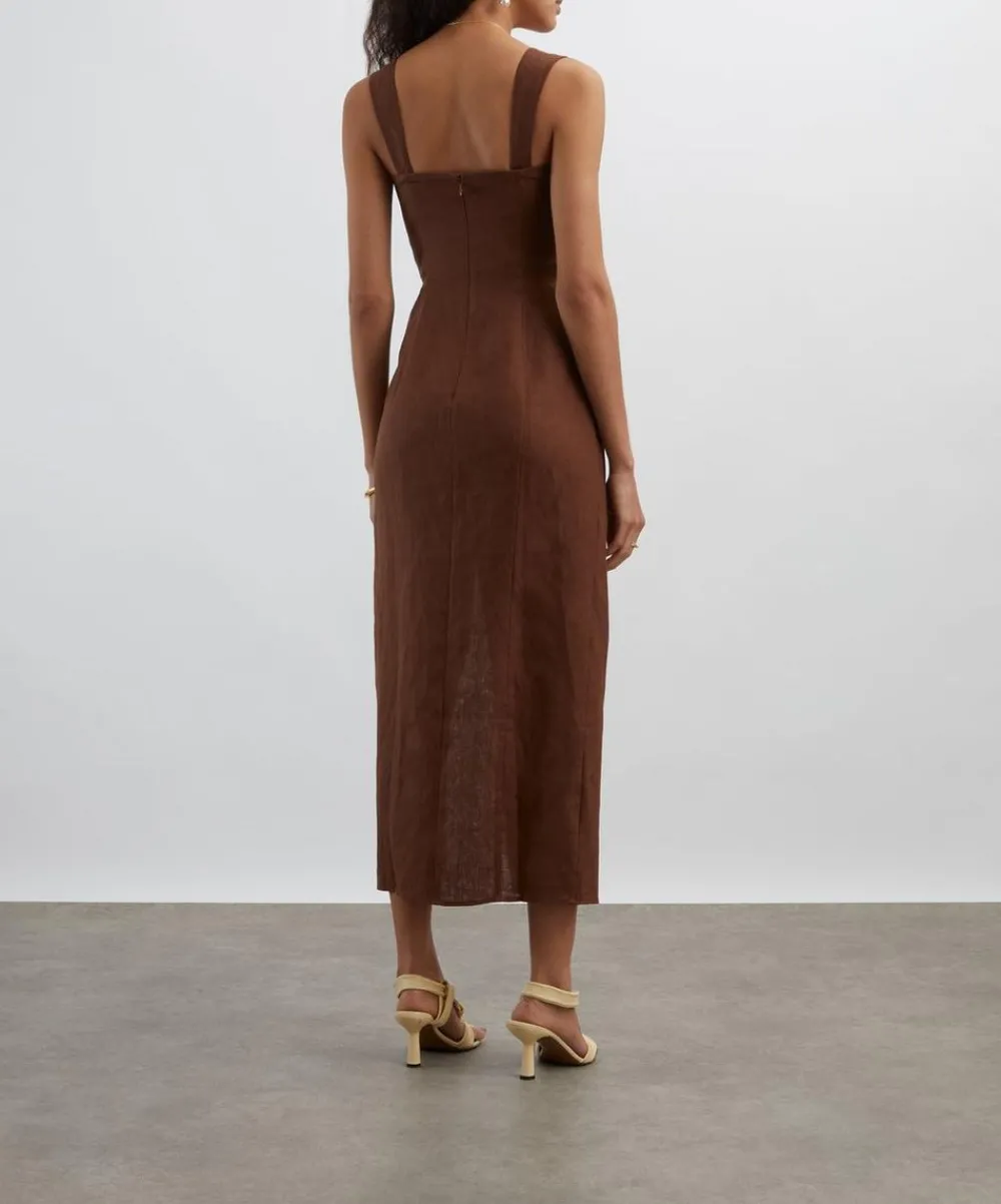 Reformation Dresses^Clement Chocolate Cake Linen Dress