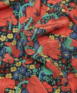 Liberty Fabrics Crepe De Chine^Clementina Poppy Crepe de Chine