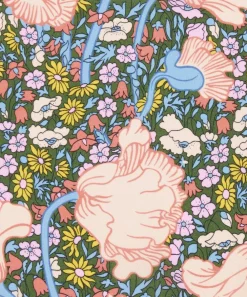 Liberty Fabrics Crepe De Chine^Clementina Poppy Crepe de Chine
