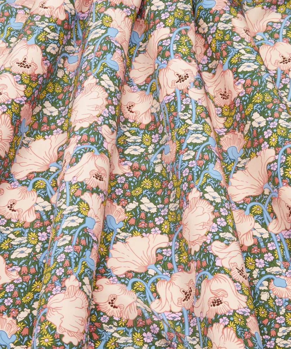 Liberty Fabrics Crepe De Chine^Clementina Poppy Crepe de Chine