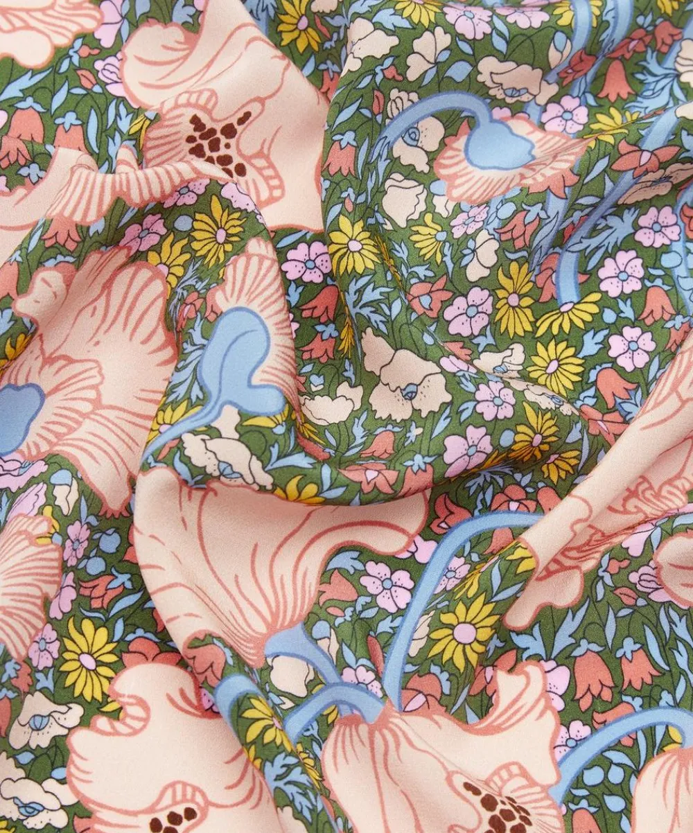 Liberty Fabrics Crepe De Chine^Clementina Poppy Crepe de Chine