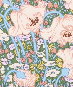 Liberty Fabrics Silk Satin^Clementina Poppy Silk Satin