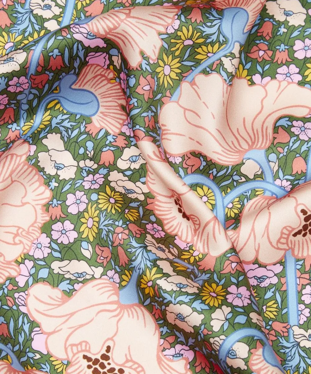 Liberty Fabrics Silk Satin^Clementina Poppy Silk Satin
