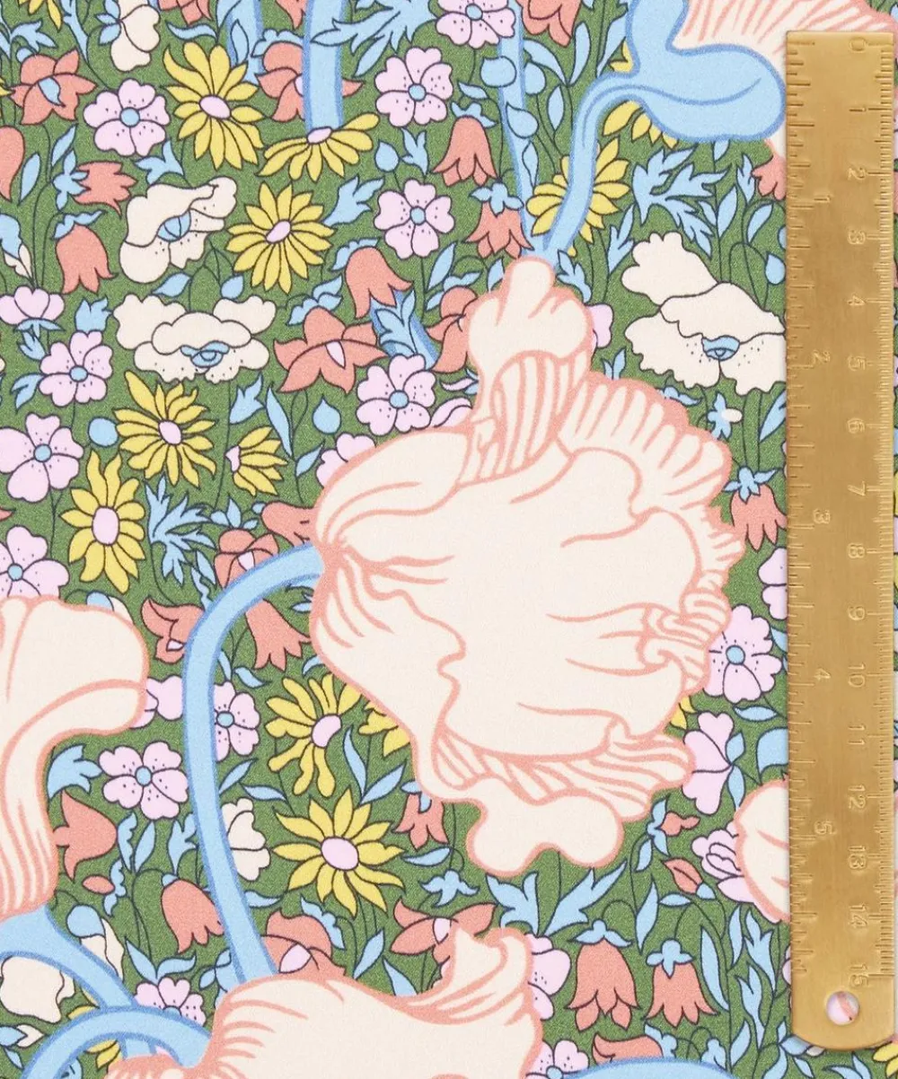Liberty Fabrics Silk Satin^Clementina Poppy Silk Satin