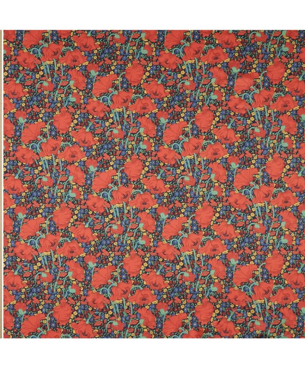 Liberty Fabrics Silk Satin^Clementina Poppy Silk Satin