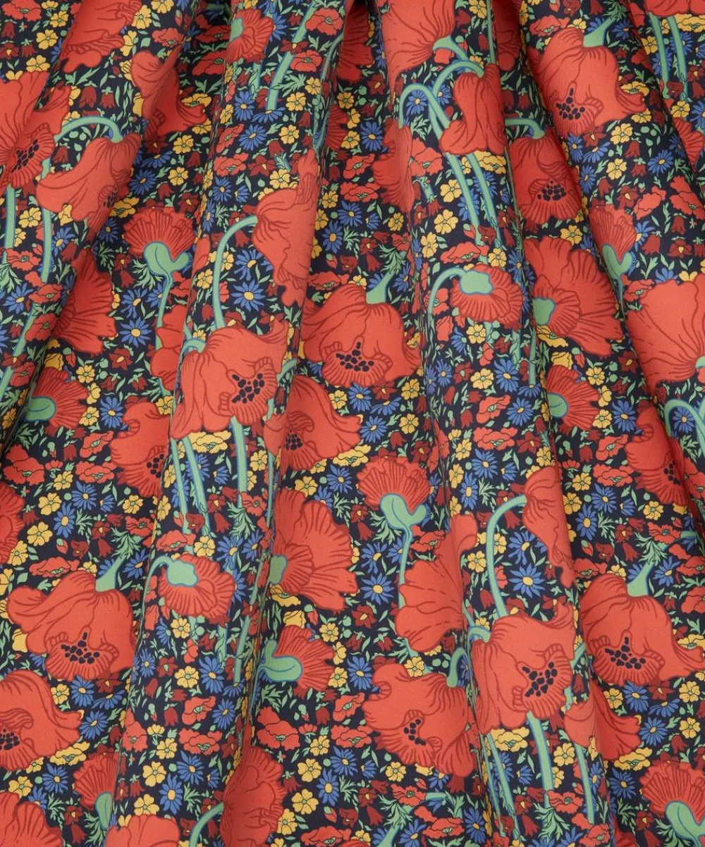 Liberty Fabrics Silk Satin^Clementina Poppy Silk Satin