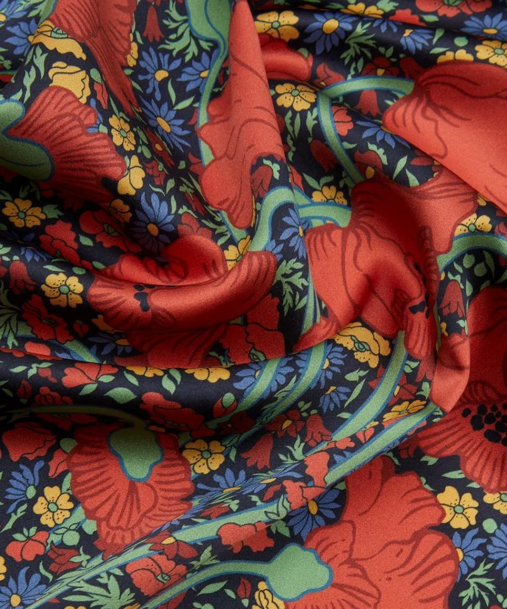 Liberty Fabrics Silk Satin^Clementina Poppy Silk Satin