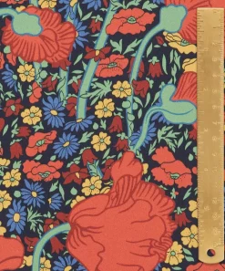 Liberty Fabrics Silk Satin^Clementina Poppy Silk Satin