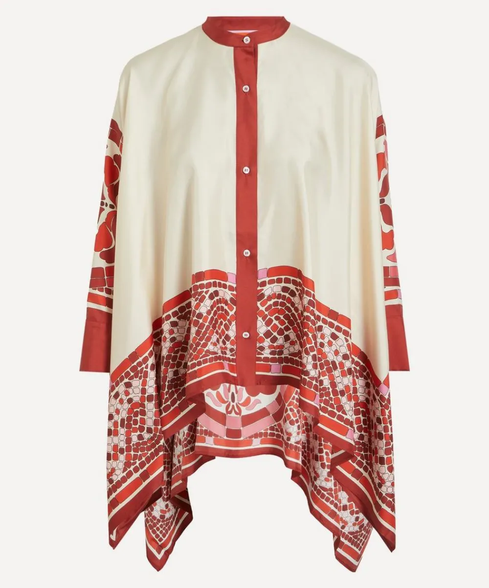 La DoubleJ Tops^Cobra Placée Red Foulard Silk Shirt