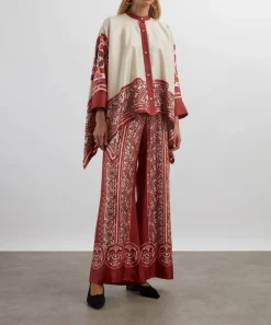 La DoubleJ Tops^Cobra Placée Red Foulard Silk Shirt