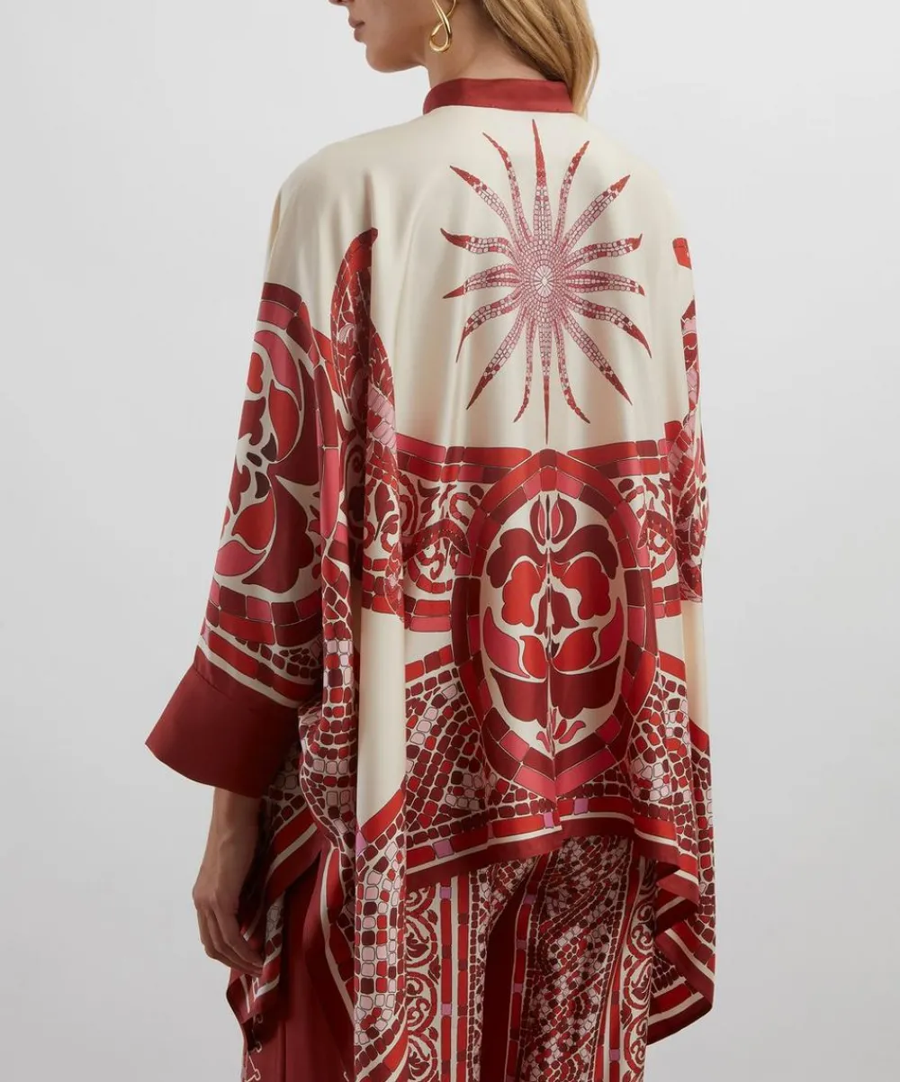 La DoubleJ Tops^Cobra Placée Red Foulard Silk Shirt