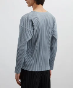 HOMME PLISSÉ ISSEY MIYAKE Tops^COLOURS PLEATS Grey Blue Pleated Top