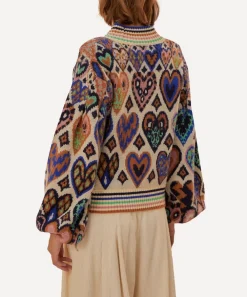 FARM Rio Knitwear^Cream Hearts Ikat Knit Jumper