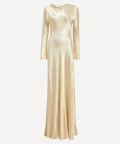 Alberta Ferretti Dresses^Cream Yellow Glossy Satin Dress