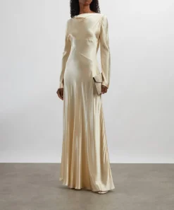 Alberta Ferretti Dresses^Cream Yellow Glossy Satin Dress