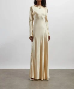 Alberta Ferretti Dresses^Cream Yellow Glossy Satin Dress