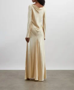Alberta Ferretti Dresses^Cream Yellow Glossy Satin Dress
