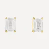 Suzanne Kalan Earrings|Earrings^14ct Gold Amalfi Emerald Cut White Topaz Stud Earrings